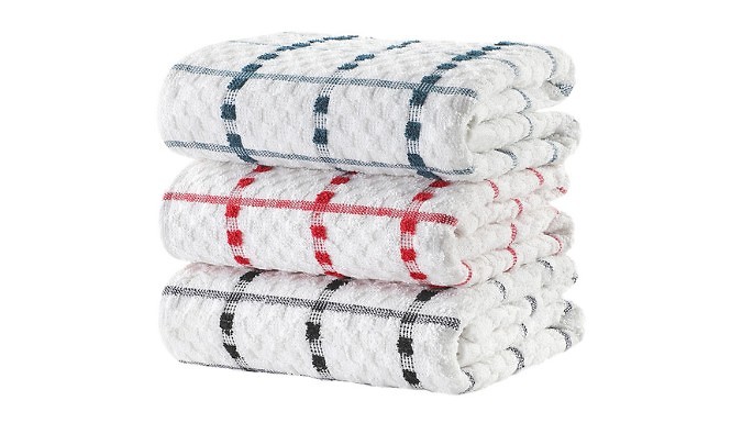 3-15 Luxury Cotton Chequered Tea Towels. from Go Groopie