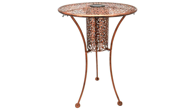 Bronze Metal Bistro Table with Solar LED Light