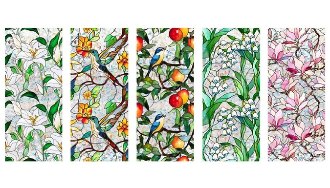 Stained Glass Style Privacy Window Film - 10 Styles