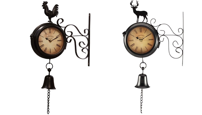 Wall-Mounted Outdoor Metal Weather Station Clock - 2 Options
