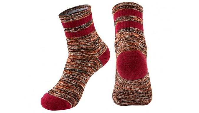 1 or 5 Pairs of Unisex Warm Knitted Thick Socks - 5 Colours