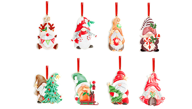 Christmas Resin Hanging Gnome Ornaments - 8 Designs