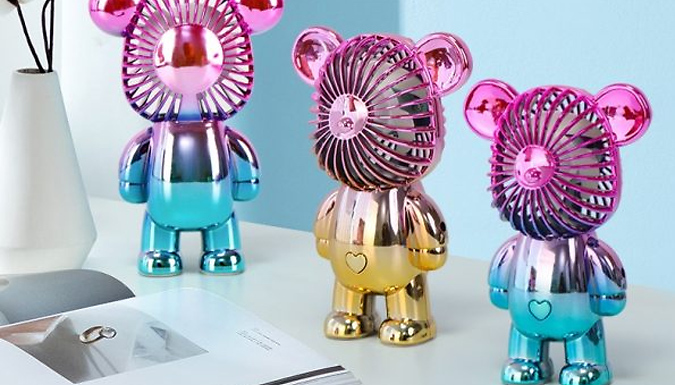 Mini Metallic Bear Desk Fan - 4 Colours