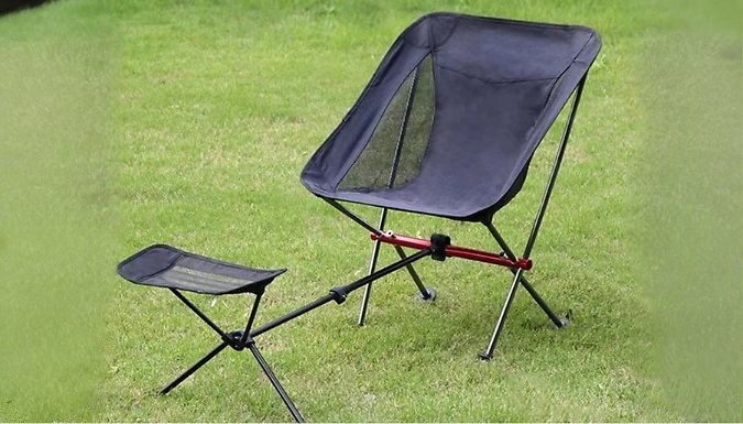 Folding Camping Chair with Footrest - 2 Colours