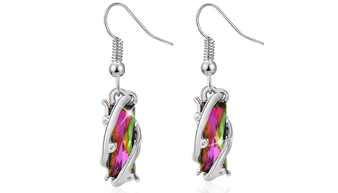 Handmade Multi-Coloured Crystal Drop Earrings