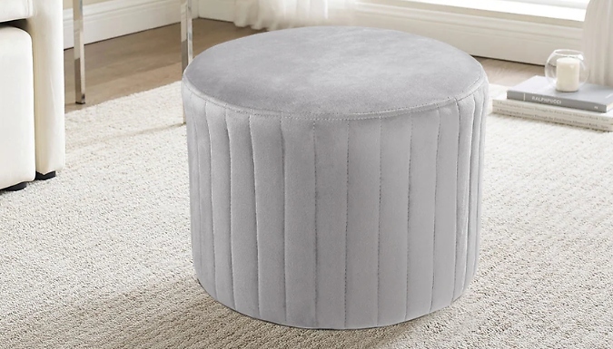 Round Velvet Footstool