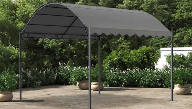 9ft Metal Arched Roof Pergola with Shade Cover
