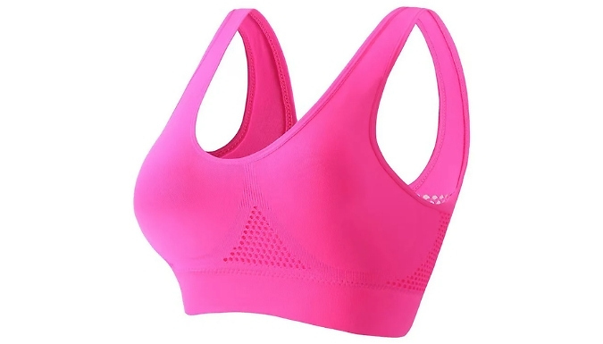 1 or 2-Pack of Mesh-Lined Breathable Sports Bralettes - 6 Colours, 8 Sizes