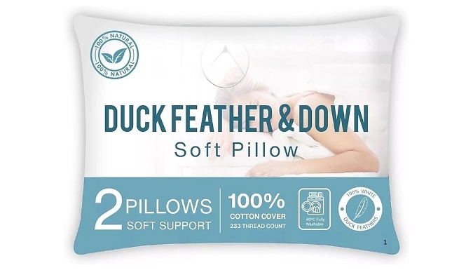2-Pack of Duck Feather & Down Hotel-Quality Pillows
