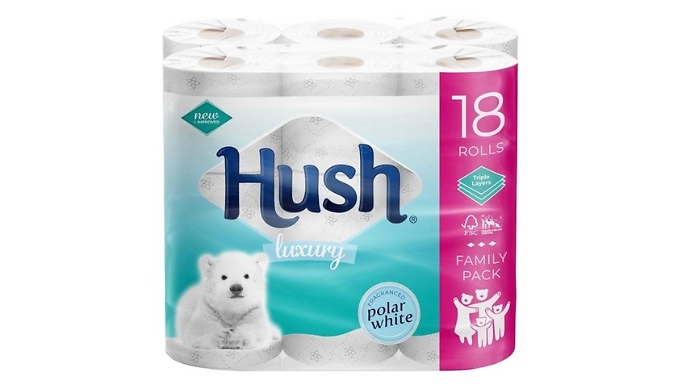 Hush 3-Ply White Toilet Tissue Paper - Up to 72 Rolls!