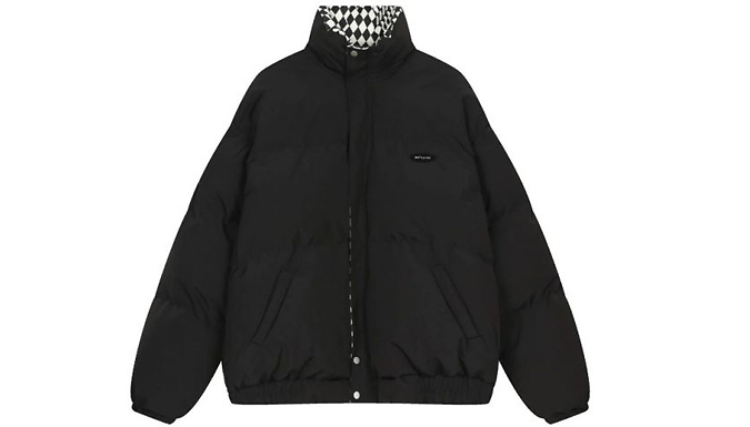 Checkerboard Lining Warm Puffer Jacket - 4 Colours at Go Groopie