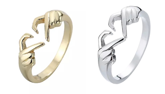 1 or 2 Heart or Hug Rings - 2 Colours