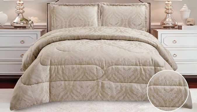 3-Piece Bridal Jacquard Quilted Bedspread Set - 8 Colours, 3 Sizes!