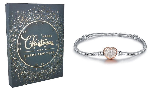 24- Day Jewellery Xmas Advent Calendar – Pandora Compatible Beads, Charms & Bracelets Deal Price £17.99