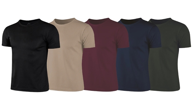 5-Pack of Crew Neck Short-Sleeve T-Shirts - 6 Colours, 6 Sizes. at Go Groopie IE