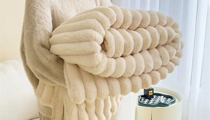 Thick Plush Stripped Blanket - 9 Colours & 4 Sizes