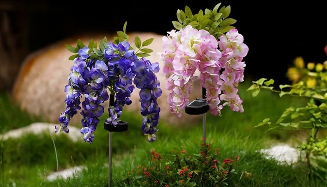1 or 2-Pack of Solar LED Artificial Wisteria Stake Lights - 2 Colours!