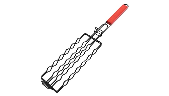 Black Iron Sausage Grilling Rack with Handle