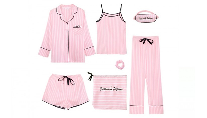 7 Piece Cute Matching Pyjama Set With Sleep Mask 3 Colours 3 Sizes