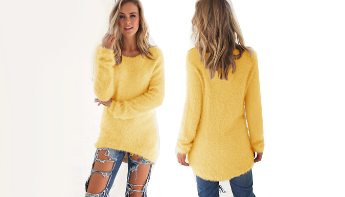 Fluffy Long-Sleeve Jumper - 5 Colours & 5 Sizes from Go Groopie IE