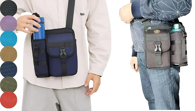 Waterproof Crossbody Shoulder Bag with Water Bottle Holder 7 Colours