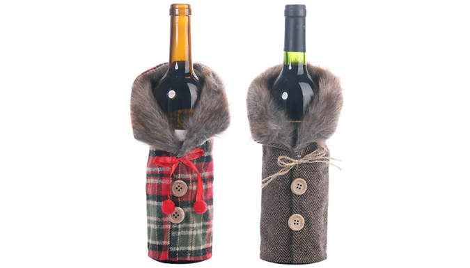 Christmas Plaid or Tweed Wine Bottle Sleeves