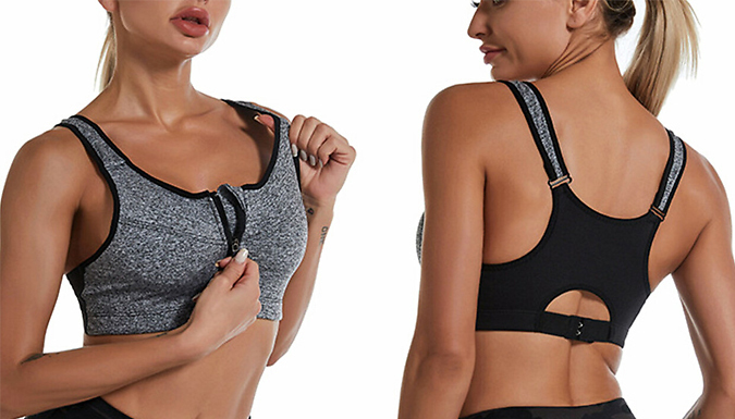 Breathable Front Zip Padded Sports Bra - 4 Colours & 5 Sizes