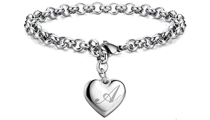 Personal Heart Initial Love Bracelet - A-Z Letters