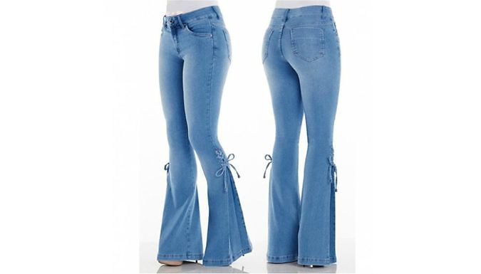 Flare Jeans with Bow Detail - 3 Colours & 5 Sizes