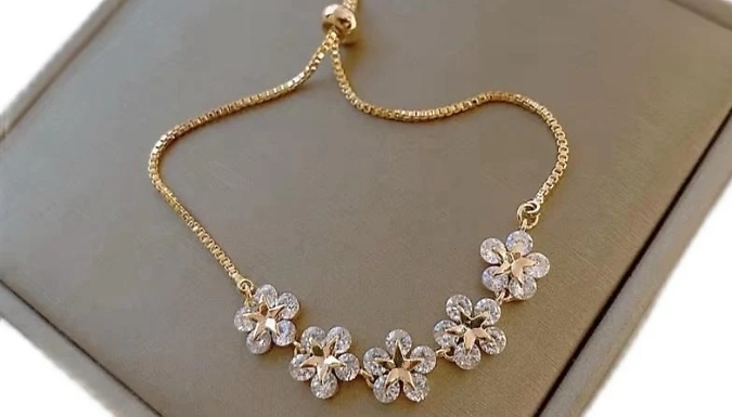 Women's Simulated Crystal Flower Adjustable Bracelet