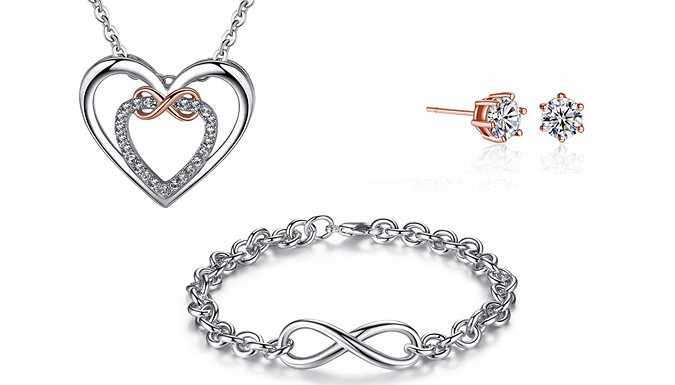 Your Ideal Gift Infinity Jewellery Set - Includes Bracelet, Necklace & Earrings