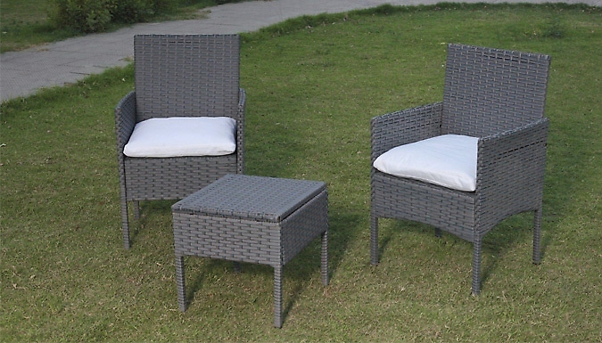 3-Piece Rattan Patio Table & Chairs Set - 3 Colours