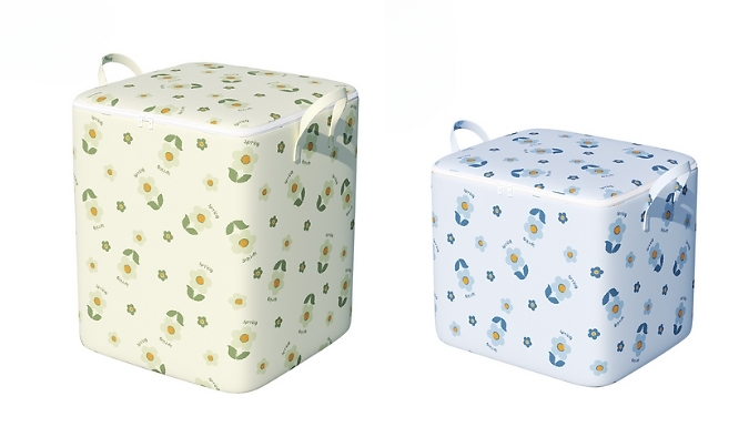 Oxford Cloth Flower-Patterned Clothing Storage Bins - 2 Colours, 3 Sizes