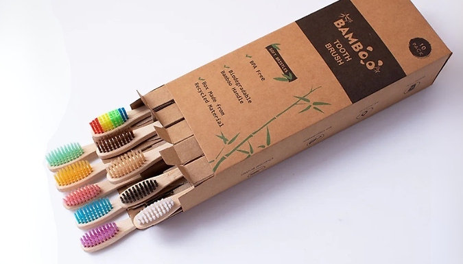 10-Pack Bamboo Charcoal Soft Bristle Toothbrushes