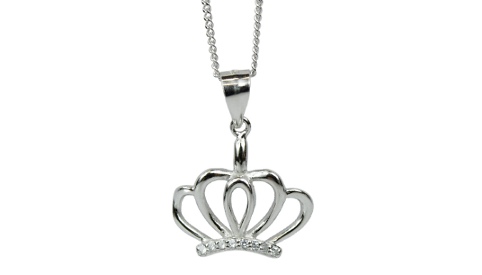 Crown Created Diamond Sterling Silver Necklace