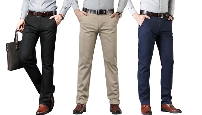 Men’s Comfy Fit Formal Trousers - 5 Sizes & 3 Colours