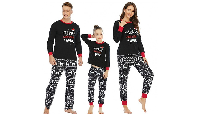 'Merry Christmas' Family Pyjamas - 2 Colours & 3 Sizes from Go Groopie