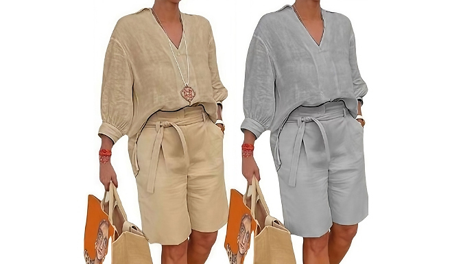 Women’s Oversized Top & Shorts Co-Ord Set - 2 Colours, 4 Sizes!