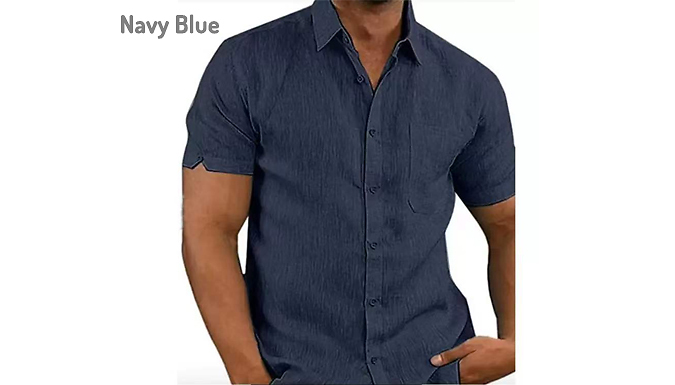 Men's Linen Short Sleeve Shirt - 5 Colours and 7 Sizes from Go Groopie