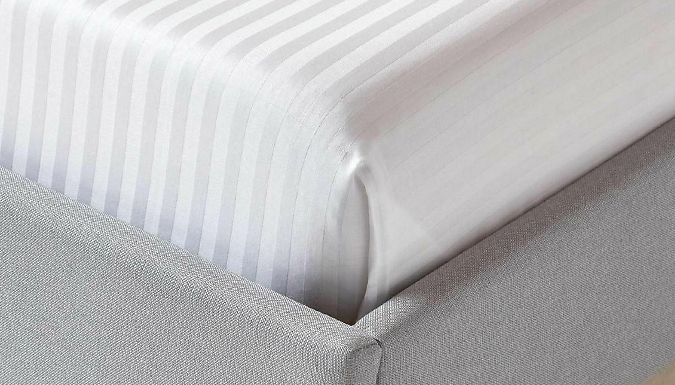 Satin Striped Cotton Fitted Bed Sheet - 5 Colours & 4 Sizes
