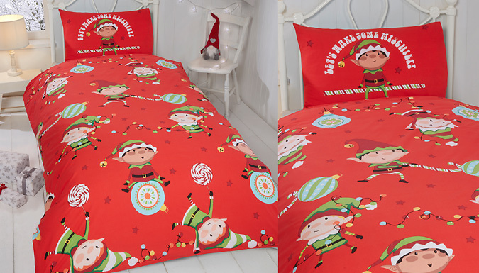 Christmas Naughty Elves Duvet Set - 2 Sizes