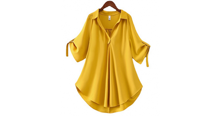 V-Neck Loose Long Shirt - 4 Colours & 4 Sizes