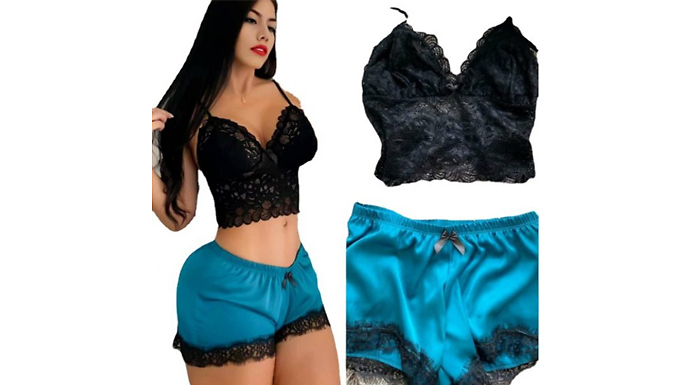 2-Piece Lace Short Pyjama Set - 5 Colours & 4 Sizes