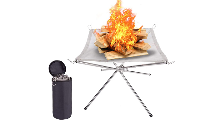 Portable Folding Outdoor Fire Pit with Carry Bag - 2 Options & 2 Sizes
