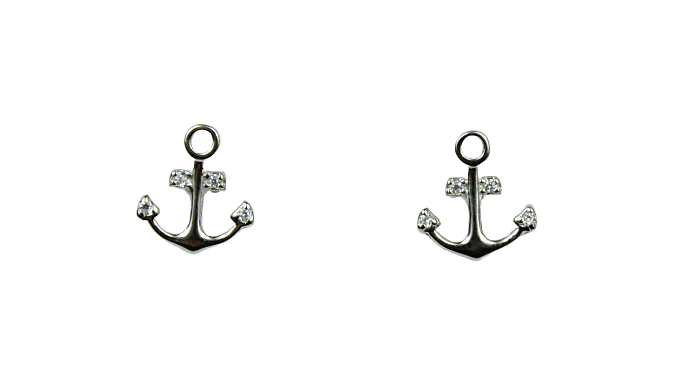 Anchor Shape Created Diamond Stud Earrings