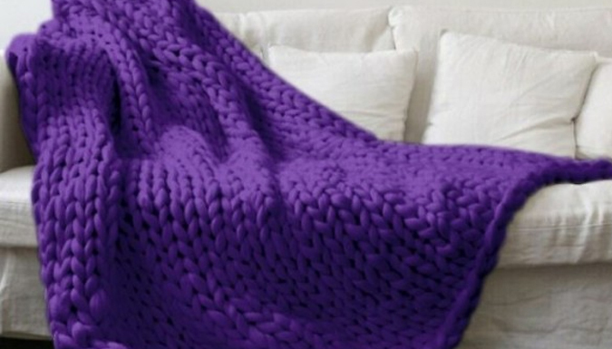 Chunky Yarn Crochet Throw Blanket - 8 Colours & 3 Sizes