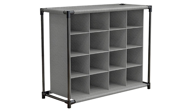 16 Cube Non-Woven Grid Shoe Rack