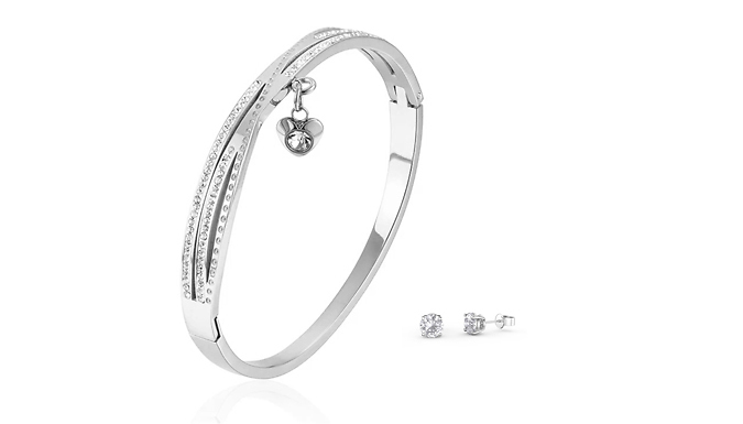 Eira Wen Leia Bangle and Earring Set with Swarovski Crystals