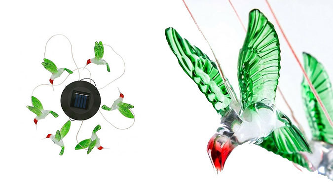 LED Colour-Changing Hummingbird Solar Power Wind Chimes - 2 Colours
