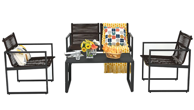 4 Seater Patio Chairs & Coffee Table Set